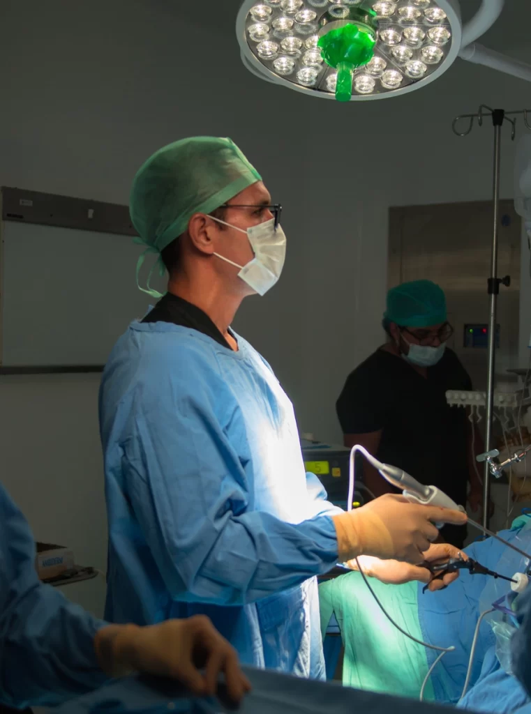 Surgeon performing gastric bypass